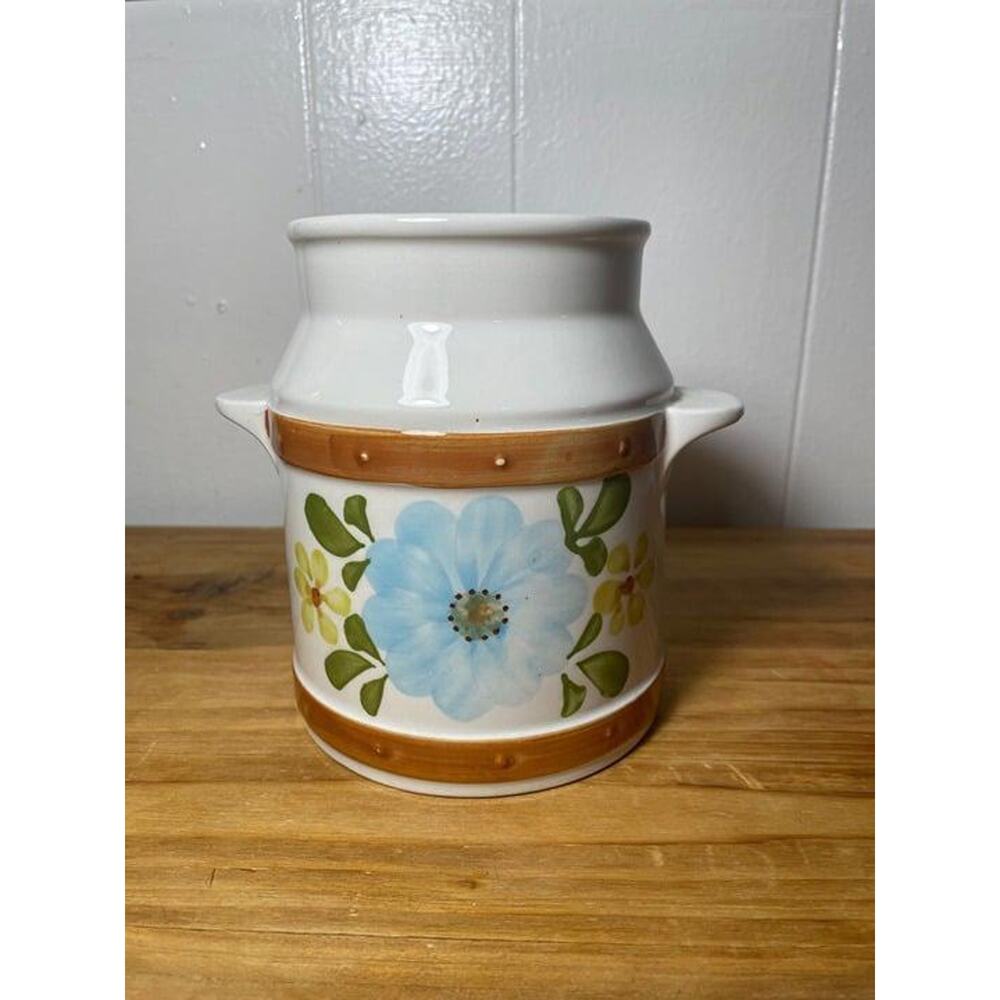 Vintage 1979 FTD Hand Painted Floral Canister Made in Portugal